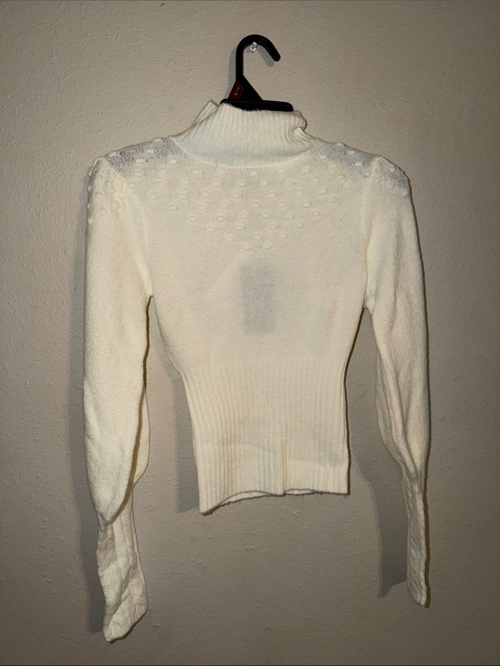 Fashion Union Cream Turtleneck Sweater with Textured Yoke